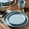imageAmorArc Ceramic Dinnerware Sets Handpainted Plates and Bowls Set with Rustic Terracotta Underside Scratch Resistant Stoneware Dishes Set Dishwasher ampamp Microwave SafeStone Blue