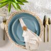 imageAmorArc Ceramic Dinnerware Sets Handpainted Plates and Bowls Set with Rustic Terracotta Underside Scratch Resistant Stoneware Dishes Set Dishwasher ampamp Microwave SafeStone BlueHandbrush Rim