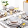 imageAmorArc Ceramic Dinnerware Sets Handpainted Plates and Bowls Set with Rustic Terracotta Underside Scratch Resistant Stoneware Dishes Set Dishwasher ampamp Microwave SafeWhite