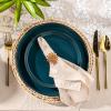 imageAmorArc Ceramic Dinnerware Sets Handpainted Plates and Bowls Set with Rustic Terracotta Underside Scratch Resistant Stoneware Dishes Set Dishwasher ampamp Microwave SafeDeep GreenHandbrush Rim