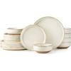 imageAmorArc Ceramic Dinnerware Sets Handpainted Plates and Bowls Set with Rustic Terracotta Underside Scratch Resistant Stoneware Dishes Set Dishwasher ampamp Microwave SafeLight BeigeHandbrush Rim