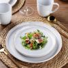 imageAmorArc Ceramic Dinnerware Sets Handpainted Plates and Bowls Set with Rustic Terracotta Underside Scratch Resistant Stoneware Dishes Set Dishwasher ampamp Microwave SafeWhite