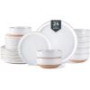 imageAmorArc Ceramic Dinnerware Sets Handpainted Plates and Bowls Set with Rustic Terracotta Underside Scratch Resistant Stoneware Dishes Set Dishwasher ampamp Microwave SafeWhiteHandbrush Rim