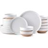 imageAmorArc Ceramic Dinnerware Sets Handpainted Plates and Bowls Set with Rustic Terracotta Underside Scratch Resistant Stoneware Dishes Set Dishwasher ampamp Microwave SafeWhite