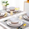 imageAmorArc Ceramic Dinnerware Sets Handpainted Plates and Bowls Set with Rustic Terracotta Underside Scratch Resistant Stoneware Dishes Set Dishwasher ampamp Microwave SafeWhite