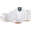 imageAmorArc Ceramic Dinnerware Sets Handpainted Plates and Bowls Set with Rustic Terracotta Underside Scratch Resistant Stoneware Dishes Set Dishwasher ampamp Microwave SafeWhiteHandbrush Rim