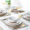 imageAmorArc Ceramic Dinnerware Sets Handpainted Plates and Bowls Set with Rustic Terracotta Underside Scratch Resistant Stoneware Dishes Set Dishwasher ampamp Microwave SafeWhiteHandbrush Rim