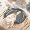 imageAmorArc Ceramic Dinnerware Sets Handpainted Plates and Bowls Set with Rustic Terracotta Underside Scratch Resistant Stoneware Dishes Set Dishwasher ampamp Microwave SafeLimestoneHandbrush Rim