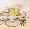 imageAmorArc Ceramic Dinnerware Sets Handpainted Plates and Bowls Set with Rustic Terracotta Underside Scratch Resistant Stoneware Dishes Set Dishwasher ampamp Microwave SafeLight Beige