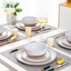 imageAmorArc Ceramic Dinnerware Sets Handpainted Plates and Bowls Set with Rustic Terracotta Underside Scratch Resistant Stoneware Dishes Set Dishwasher ampamp Microwave SafeWhiteHandbrush Rim