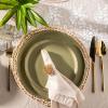 imageAmorArc Ceramic Dinnerware Sets Handpainted Plates and Bowls Set with Rustic Terracotta Underside Scratch Resistant Stoneware Dishes Set Dishwasher ampamp Microwave SafeOlive GreenHandbrush Rim