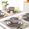 imageAmorArc Ceramic Dinnerware Sets Handpainted Plates and Bowls Set with Rustic Terracotta Underside Scratch Resistant Stoneware Dishes Set Dishwasher ampamp Microwave SafeLimestone