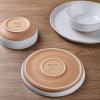 imageAmorArc Ceramic Dinnerware Sets Handpainted Plates and Bowls Set with Rustic Terracotta Underside Scratch Resistant Stoneware Dishes Set Dishwasher ampamp Microwave SafeWhiteHandbrush Rim
