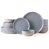 imageAmorArc Ceramic Dinnerware Sets Handpainted Plates and Bowls Set with Rustic Terracotta Underside Scratch Resistant Stoneware Dishes Set Dishwasher ampamp Microwave SafeLimestone