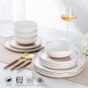 imageAmorArc Ceramic Dinnerware Sets Handpainted Plates and Bowls Set with Rustic Terracotta Underside Scratch Resistant Stoneware Dishes Set Dishwasher ampamp Microwave SafeWhiteHandbrush Rim