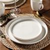 imageAmorArc Ceramic Dinnerware Sets Handpainted Plates and Bowls Set with Rustic Terracotta Underside Scratch Resistant Stoneware Dishes Set Dishwasher ampamp Microwave SafeLight Beige