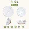 imageAmorArc Ceramic Dinnerware Sets Handpainted Plates and Bowls Set with Rustic Terracotta Underside Scratch Resistant Stoneware Dishes Set Dishwasher ampamp Microwave SafeWhite