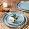 imageAmorArc Ceramic Dinnerware Sets Handpainted Plates and Bowls Set with Rustic Terracotta Underside Scratch Resistant Stoneware Dishes Set Dishwasher ampamp Microwave SafeStone BlueHandbrush Rim