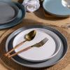 imageAmorArc Ceramic Dinnerware Sets Handpainted Plates and Bowls Set with Rustic Terracotta Underside Scratch Resistant Stoneware Dishes Set Dishwasher ampamp Microwave SafeMulticolor