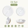 imageAmorArc Ceramic Dinnerware Sets Handpainted Plates and Bowls Set with Rustic Terracotta Underside Scratch Resistant Stoneware Dishes Set Dishwasher ampamp Microwave SafeWhite