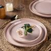 imageAmorArc Ceramic Dinnerware Sets Handpainted Plates and Bowls Set with Rustic Terracotta Underside Scratch Resistant Stoneware Dishes Set Dishwasher ampamp Microwave SafeCloud PinkHandbrush Rim