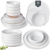 imageAmorArc Ceramic Dinnerware Sets Handpainted Plates and Bowls Set with Rustic Terracotta Underside Scratch Resistant Stoneware Dishes Set Dishwasher ampamp Microwave SafeWhite
