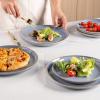 imageAmorArc Ceramic Dinnerware SetsHandmade Reactive Glaze Stoneware Plates and Bowls SetHighly Scratch Resistant  Dishwasher ampamp Microwave Safe Dishes SetService for 4 12pcReactive Blue