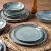 imageAmorArc Ceramic Dinnerware SetsHandmade Reactive Glaze Stoneware Plates and Bowls SetHighly Scratch Resistant  Dishwasher ampamp Microwave Safe Dishes SetService for 4 12pcVintage Blue