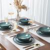 imageAmorArc Ceramic Dinnerware SetsHandmade Reactive Glaze Stoneware Plates and Bowls SetHighly Scratch Resistant  Dishwasher ampamp Microwave Safe Dishes SetService for 4 12pcVintage Blue