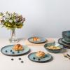 imageAmorArc Ceramic Dinnerware SetsHandmade Reactive Glaze Stoneware Plates and Bowls SetHighly Scratch Resistant  Dishwasher ampamp Microwave Safe Dishes SetService for 4 12pcVintage Blue
