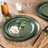 imageAmorArc Ceramic Dinnerware SetsHandmade Reactive Glaze Stoneware Plates and Bowls SetHighly Scratch Resistant  Dishwasher ampamp Microwave Safe Dishes SetService for 4 12pcMatte Jade Green