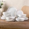 imageAmorArc Ceramic Dinnerware SetsHandmade Reactive Glaze Stoneware Plates and Bowls SetHighly Scratch Resistant  Dishwasher ampamp Microwave Safe Dishes SetService for 4 12pcReactive Color