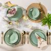 imageAmorArc Ceramic Dinnerware SetsHandmade Reactive Glaze Stoneware Plates and Bowls SetHighly Scratch Resistant  Dishwasher ampamp Microwave Safe Dishes SetService for 4 12pcPastel Green