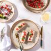 imageAmorArc Ceramic Dinnerware SetsHandmade Reactive Glaze Stoneware Plates and Bowls SetHighly Scratch Resistant  Dishwasher ampamp Microwave Safe Dishes SetService for 4 12pcLatte
