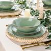 imageAmorArc Ceramic Dinnerware SetsHandmade Reactive Glaze Stoneware Plates and Bowls SetHighly Scratch Resistant  Dishwasher ampamp Microwave Safe Dishes SetService for 4 12pcPastel Green