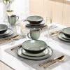 imageAmorArc Ceramic Dinnerware SetsHandmade Reactive Glaze Stoneware Plates and Bowls SetHighly Scratch Resistant  Dishwasher ampamp Microwave Safe Dishes SetService for 4 12pcMatte Reactive Glaze