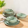 imageAmorArc Ceramic Dinnerware SetsHandmade Reactive Glaze Stoneware Plates and Bowls SetHighly Scratch Resistant  Dishwasher ampamp Microwave Safe Dishes SetService for 4 12pcPastel Green