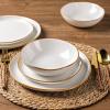 imageAmorArc Ceramic Dinnerware SetsHandmade Reactive Glaze Stoneware Plates and Bowls SetHighly Scratch Resistant  Dishwasher ampamp Microwave Safe Dishes SetService for 4 12pcWhite