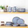 imageAmorArc Ceramic Dinnerware SetsHandmade Reactive Glaze Stoneware Plates and Bowls SetHighly Scratch Resistant  Dishwasher ampamp Microwave Safe Dishes SetService for 4 12pcReactive Blue