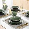 imageAmorArc Ceramic Dinnerware SetsHandmade Reactive Glaze Stoneware Plates and Bowls SetHighly Scratch Resistant  Dishwasher ampamp Microwave Safe Dishes SetService for 4 12pcMatte Jade Green
