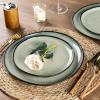 imageAmorArc Ceramic Dinnerware SetsHandmade Reactive Glaze Stoneware Plates and Bowls SetHighly Scratch Resistant  Dishwasher ampamp Microwave Safe Dishes SetService for 4 12pcMatte Reactive Glaze
