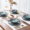 imageAmorArc Ceramic Dinnerware SetsHandmade Reactive Glaze Stoneware Plates and Bowls SetHighly Scratch Resistant  Dishwasher ampamp Microwave Safe Dishes SetService for 4 12pcVintage Blue