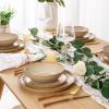 imageAmorArc Ceramic Dinnerware SetsHandmade Reactive Glaze Stoneware Plates and Bowls SetHighly Scratch Resistant  Dishwasher ampamp Microwave Safe Dishes SetService for 4 12pcLatte