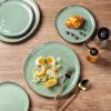 imageAmorArc Ceramic Dinnerware SetsHandmade Reactive Glaze Stoneware Plates and Bowls SetHighly Scratch Resistant  Dishwasher ampamp Microwave Safe Dishes SetService for 4 12pcPastel Green