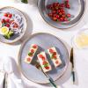imageAmorArc Ceramic Dinnerware SetsHandmade Reactive Glaze Stoneware Plates and Bowls SetHighly Scratch Resistant  Dishwasher ampamp Microwave Safe Dishes SetService for 4 12pcReactive Blue