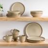 imageAmorArc Ceramic Dinnerware SetsHandmade Reactive Glaze Stoneware Plates and Bowls SetHighly Scratch Resistant  Dishwasher ampamp Microwave Safe Dishes SetService for 4 12pcLatte