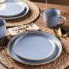 imageAmorArc Ceramic Dinnerware SetsHandmade Reactive Glaze Stoneware Plates and Bowls SetHighly Scratch Resistant  Dishwasher ampamp Microwave Safe Dishes SetService for 4 12pcReactive Blue