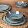 imageAmorArc Ceramic Dinnerware SetsHandmade Reactive Glaze Stoneware Plates and Bowls SetHighly Scratch Resistant  Dishwasher ampamp Microwave Safe Dishes SetService for 4 12pcVintage Blue