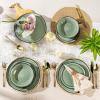 imageAmorArc Ceramic Dinnerware SetsHandmade Reactive Glaze Stoneware Plates and Bowls SetHighly Scratch Resistant  Dishwasher ampamp Microwave Safe Dishes SetService for 4 12pcMatte Olive Green