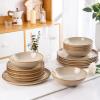 imageAmorArc Ceramic Dinnerware SetsHandmade Reactive Glaze Stoneware Plates and Bowls SetHighly Scratch Resistant  Dishwasher ampamp Microwave Safe Dishes SetService for 4 12pcLatte